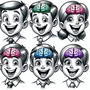 Fun Cartoon Characters with Colorful Brains - School Presentation