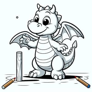 Delightfully Cute Smiley Dragon Catching a Tumbling Pole