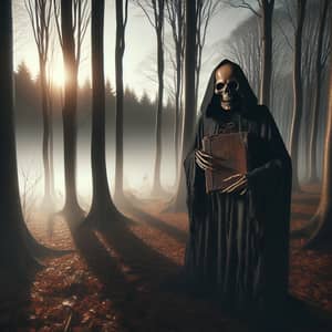 Kostucha: Mysterious Cloaked Figure in a Foggy Forest