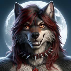 Male Wolf with Red Hair and Amber Eyes