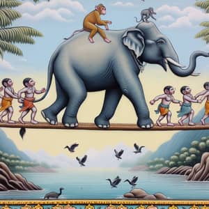 Elephant Crossing Monkey Bridge