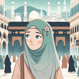 Girl in Hijab in Mecca-Madina Scene