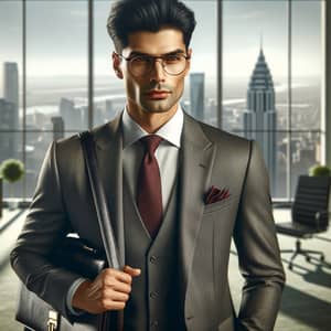 Professional South Asian Man in Business Attire | Urban Office Scene