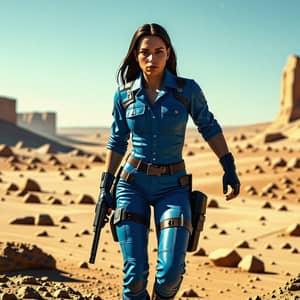 Post-Apocalyptic Woman in Blue Vault Jumpsuit 3D Model