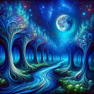 Surreal Moonlit Forest: Captivating Scene