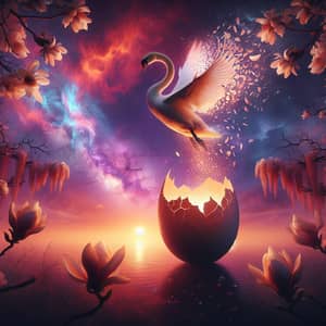 Surreal Swan Transformation Scene | Twilight Sky