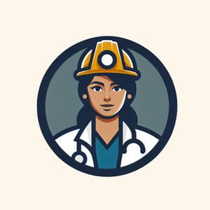 Medical Professional Woman with Construction Hard Hat Logo Design