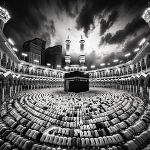 Holy Mosque in Mecca - A Timeless Black and White Documentary Perspective