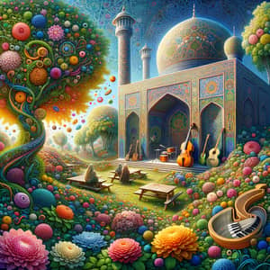 Vibrant Digital Painting: Nature, Music, and Literature in Islamic Context