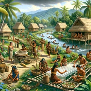 Philippine Pre Colonial Period Scene with Indigenous Customs