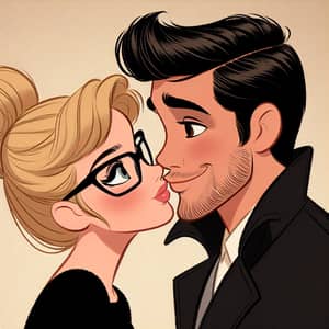 Classic Disney Kiss: Enchanting Young Couple