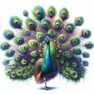 Vibrantly Colored Peacock Watercolor Painting