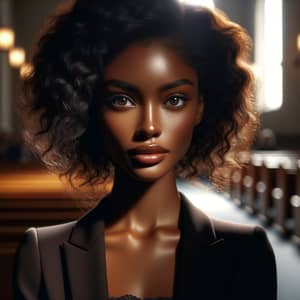 Artistic Portrait of African American Woman in Church Environment