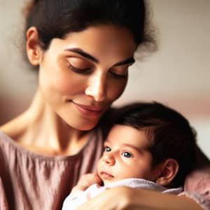 Hispanic Woman Holding Newborn Baby | Tender Mother And Child Moment