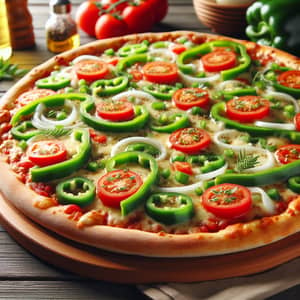 Delicious Vegetarian Pizza Loaded with Capsicum, Tomato, Onion & Cheese