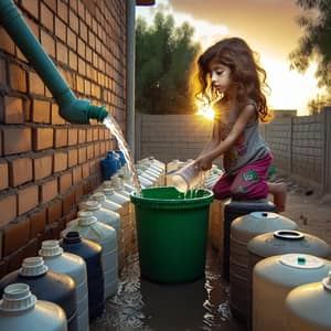 Young Middle-Eastern Girl Championing Water Conservation
