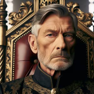 Regal Throne: Older Man With Stern Look