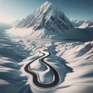 Majestic Mountain Covered in Snow | Scenic Winding Road