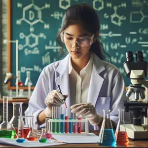 South Asian Female Scientist in Laboratory - Intense Research and Discovery