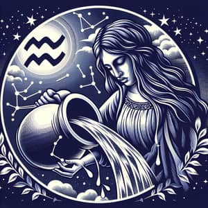 Aquarius Zodiac Sign Artwork with South Asian Woman