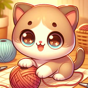 Adorable Baby Kitten Playing with Yarn | Cute Kitten Image