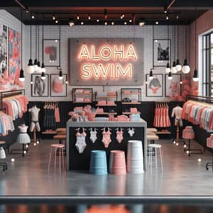 Aloha Swim Kids Swimwear Store | Shabby Chic Theme with Coral & Black Accents