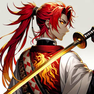 Passionate Warrior with Fiery Red Hair | Unyielding Gold Blade