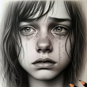 Melancholic Loneliness - Emotional Teenager Pencil Drawing
