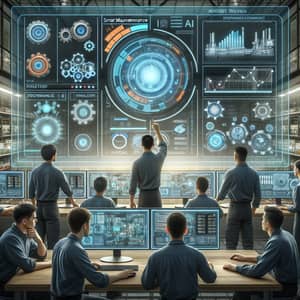 Futuristic Smart Maintenance Control Room | Technicians and Data Analysis