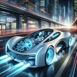 Futuristic Car 2050: Powerful Engine, Zero-Emission, Holographic Displays