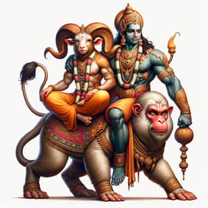 Ram and Hanuman: Epic Mythological Depiction