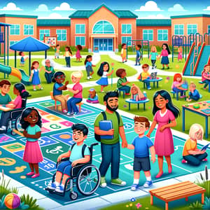 Inclusive School Environment with Diverse Students and Accessible Facilities