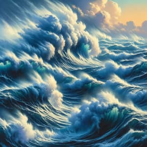Stormy Sea with Crashing Waves | Bold Vibrant Seascape Art