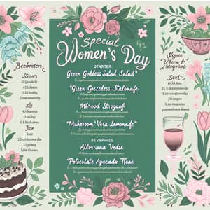 Women's Day Menu: Elegant Plant-Based Dishes & Beverages