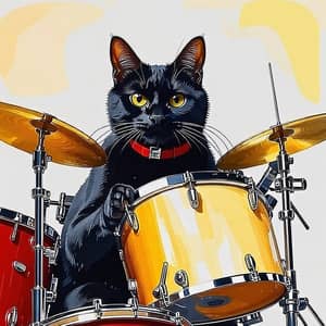 Black Cat Jazz Drumming - Unique Musical Performance