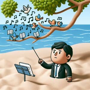 Orchestra Conductor in Sand: A Harmonious Scene