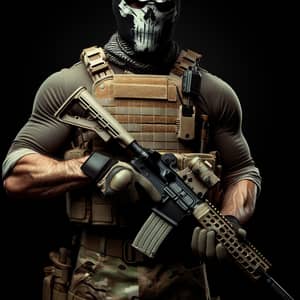 Mysterious Soldier with Skull-Pattern Balaclava | Tactical Gear