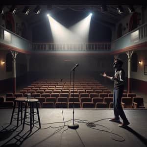 Engaging Stand-Up Comedy Performance in Empty Theater Hall