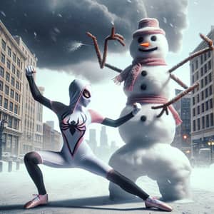 Spider Gwen vs Snowwoman: Epic Winter Showdown | Cityscape Action