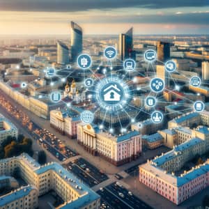 Minsk City Panorama with NB-IoT Technology Integration