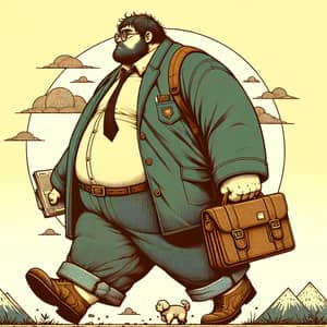 Overweight Man Walking - Stock Photo