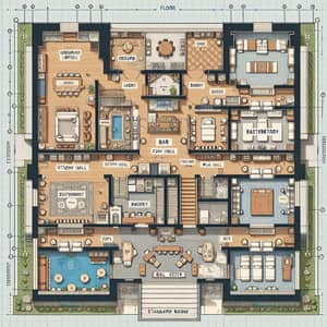 Detailed Architectural Floor Plan of 6-Story Building