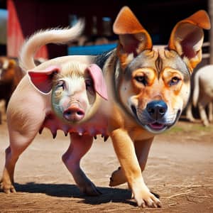 Pig-Dog Hybrid: Unique Farmyard Animal with Mixed Features