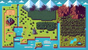 Retro Pixelated Level Selector Map for Video Game - Adventure & Curiosity