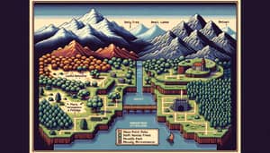Pixel Art Retro Game Level Selector Map | Pixelated Adventure Scene