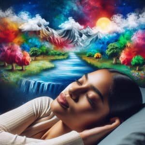 Tranquil Dream of a South Asian Woman | Colorful Forests & Mountains