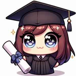 Adorable Chibi Graduate Character with Diploma