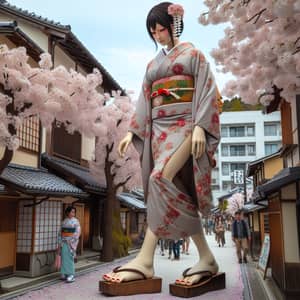 Japanese Giantess in Traditional Attire | Urban Serenity