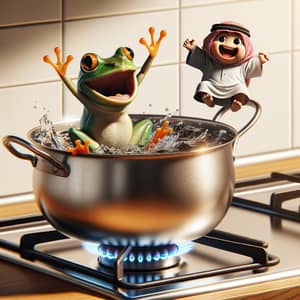 Joyous Frog and Humanoid Escaping Boiling Water - Joyful Leap