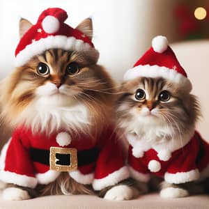 Charming Fluffy Cat in Santa Claus Outfit | Festive Holiday Cat
